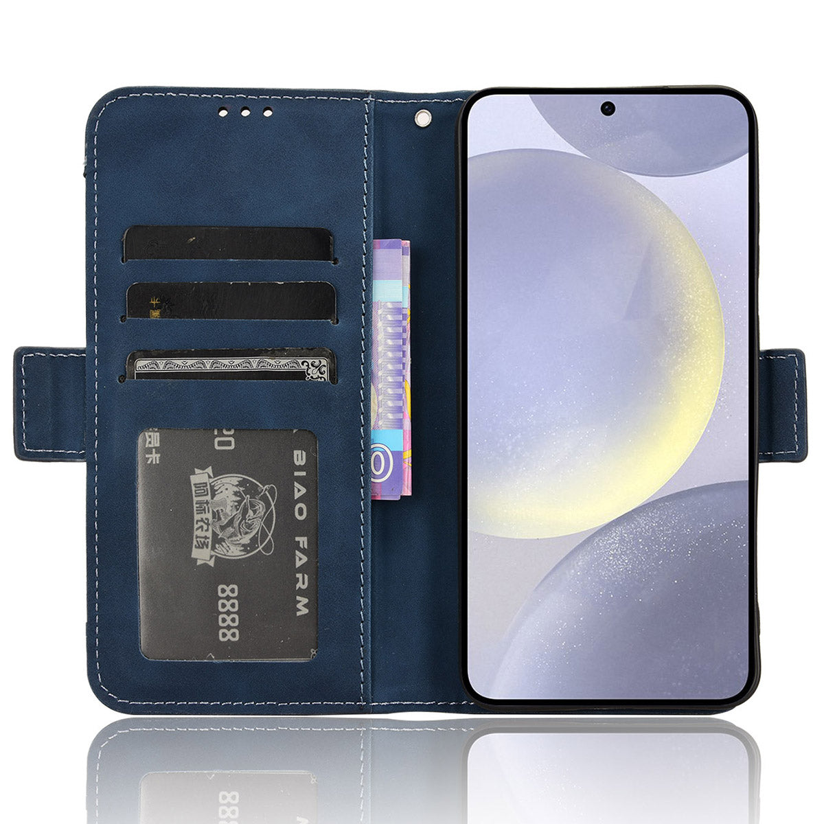 For Samsung Galaxy S24+ Multiple Card Slots Leather Case with Wallet Stand - Blue For Samsung Galaxy S24+ Multiple Card Slots Leather Case with Wallet Stand - Blue